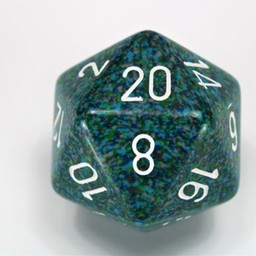 D20 dice, Speckled, Sea, 34 mm