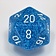 Chessex D20 dice, Speckled, Water, 34 mm