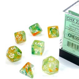 Polyhedral 7 dice set, Nebula, spring / white, Luminary