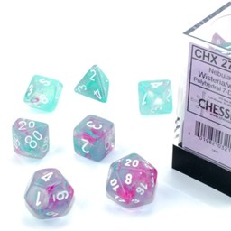 Polyhedral 7 dice set, Nebula, Wisteria / white, Luminary