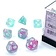Chessex Polyhedral 7 dice set, Nebula, Wisteria / white, Luminary