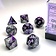 Chessex Polyhedral 7 dice set, Gemini, purple-steel / white