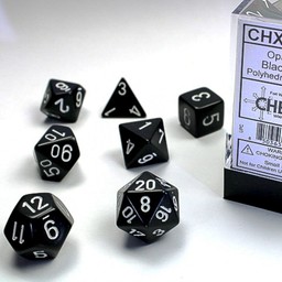 Polyhedral 7 dice set, Opaque, black/white