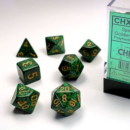 Polyhedral 7 dice set, Speckled, Golden Recon