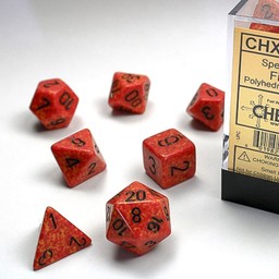 Polyhedral 7 dice set, Speckled, Fire