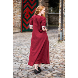 Medieval summer dress Denise, red-naturel