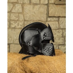 Leather helmet Antonius deluxe, black