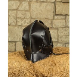 Leather helmet Antonius deluxe, black
