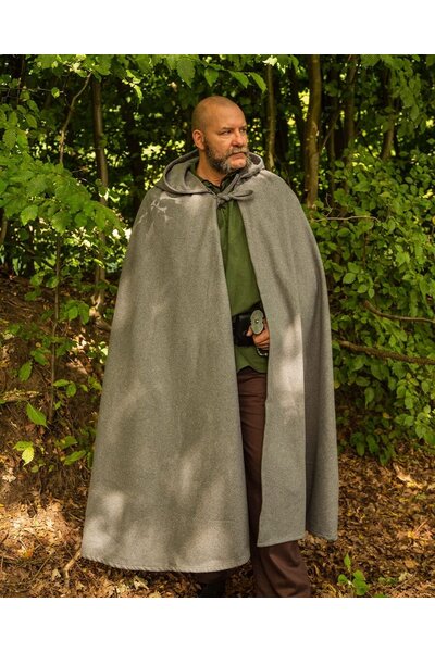 Medieval cloak Harun, wool, grey