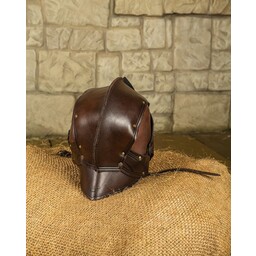 Leather helmet Antonius deluxe, brown