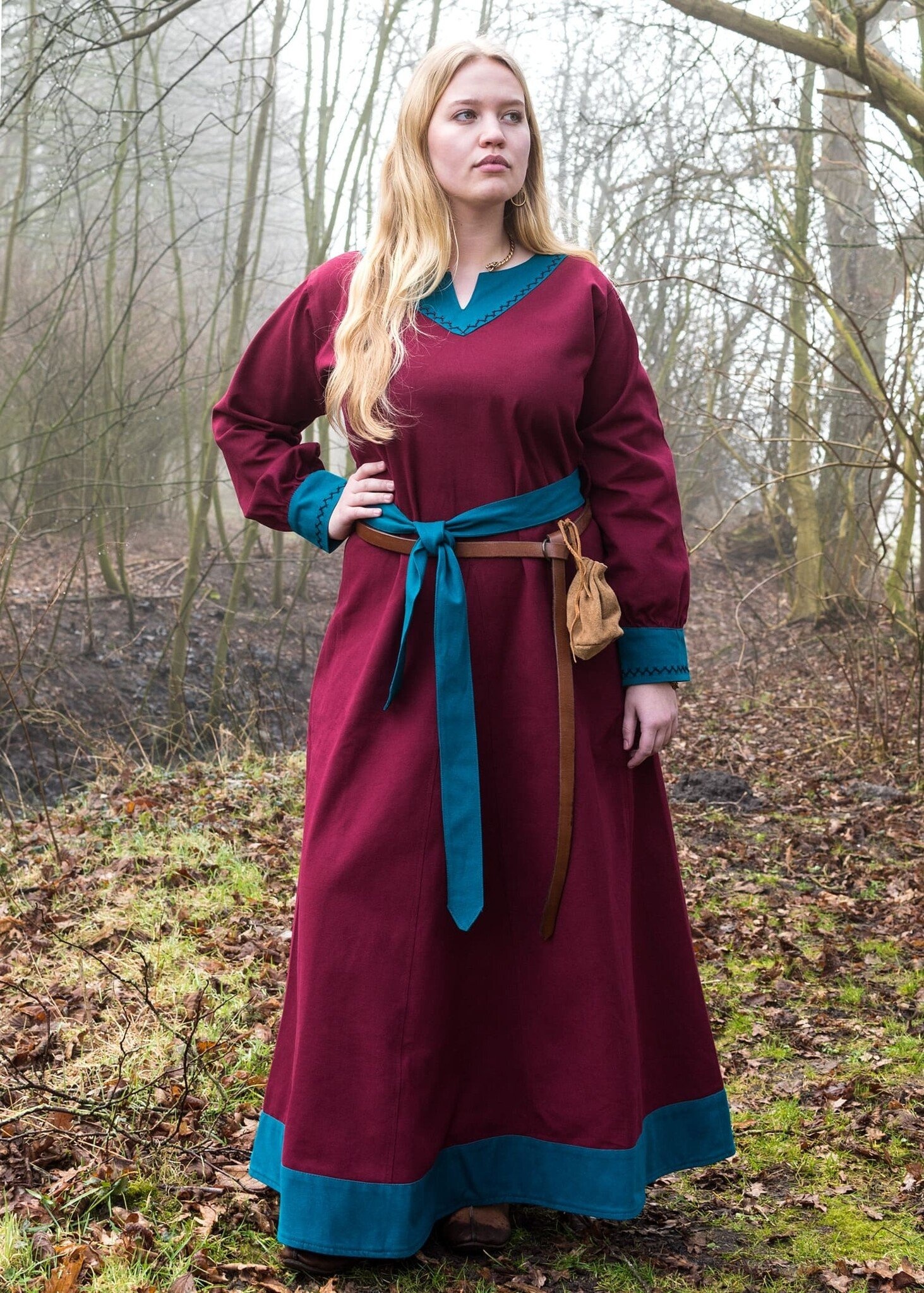 Viking dress Helga, red-blue - CelticWebMerchant.co.uk