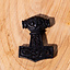 Wooden pendant Thor's hammer with face, black