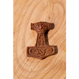 Wooden pendant Thor's hammer with face