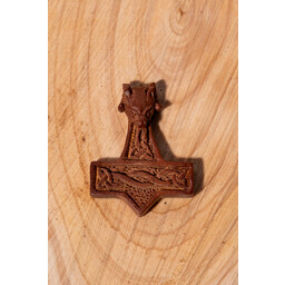 Wooden pendant Thor's hammer with ram's head