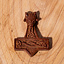 Wooden pendant Thor's hammer with ram's head