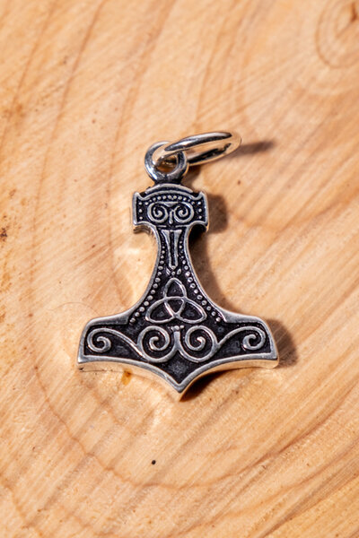 Thor's hammer with triquetra, silver