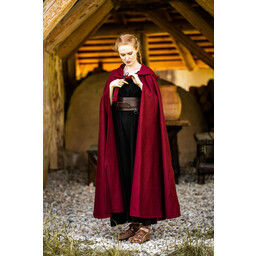 Medieval cloak with hood, red