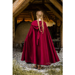 Medieval cloak with hood, red