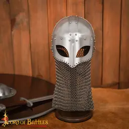 10th century Viking spectacle helmet with chain mail