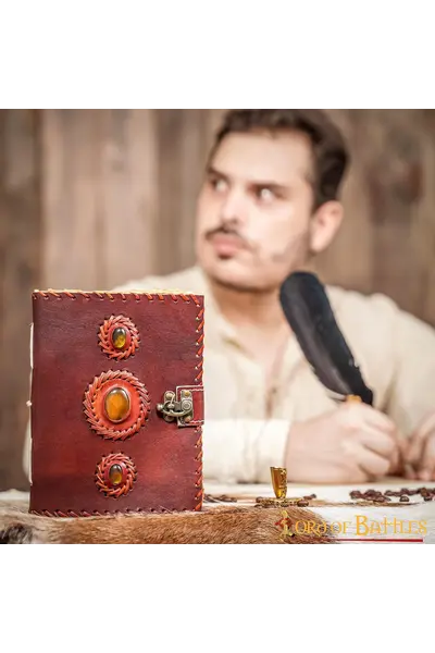 Leather diary with stones