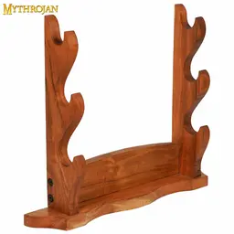 Wooden sword stand for three swords, table stand