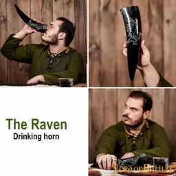 Drinking horn with raven