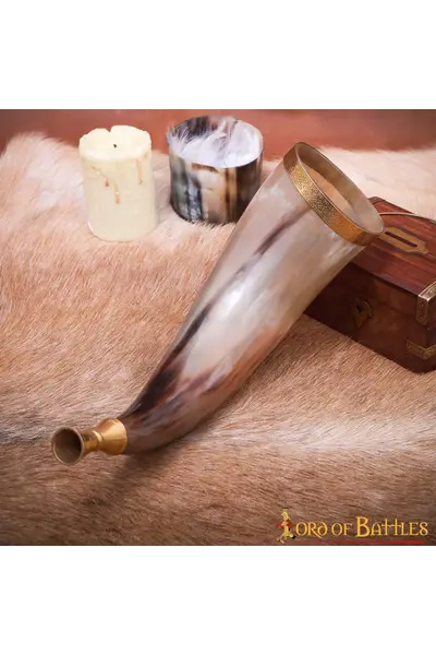 Viking signal horn with brass mouthpiece