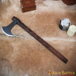 Viking axe with leather grip
