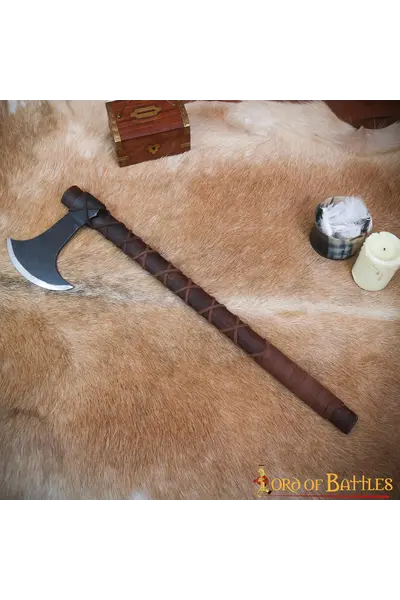 Viking axe with leather grip