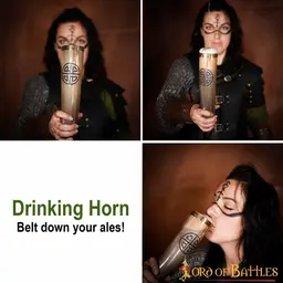 Pagan drinking horn with brass fittings