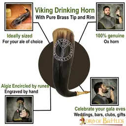 Algiz protection rune drinking horn