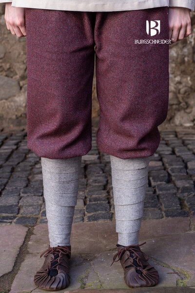 Viking trousers herringbone motif Tilda, burgundy-grey