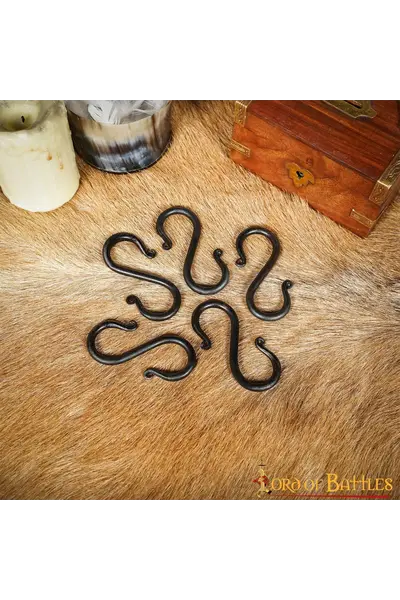 Hand-forged S-hooks set of 5 pieces, 8cm