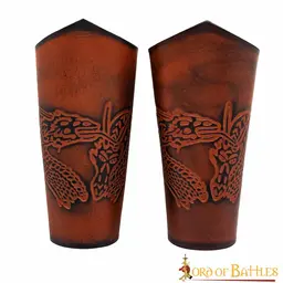 Leather bracers dragon, brown