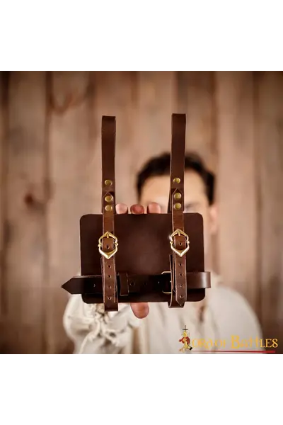 Leather diary holder for belt, brown