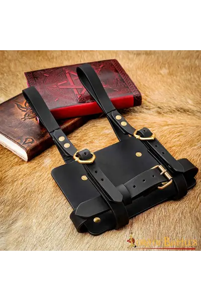 Leather diary holder for belt, black