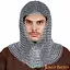 Chain mail coif, black, unriveted round rings