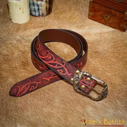 Leather belt Aranel, red