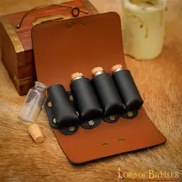 Magic potion bag with 4 bottles, brown