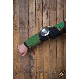 15th century steel-leather arm guards, green