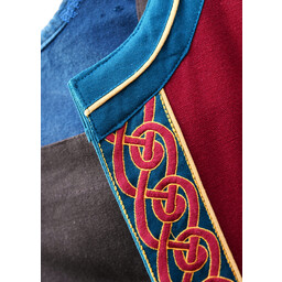 Embroidered Viking kaftan, red-blue