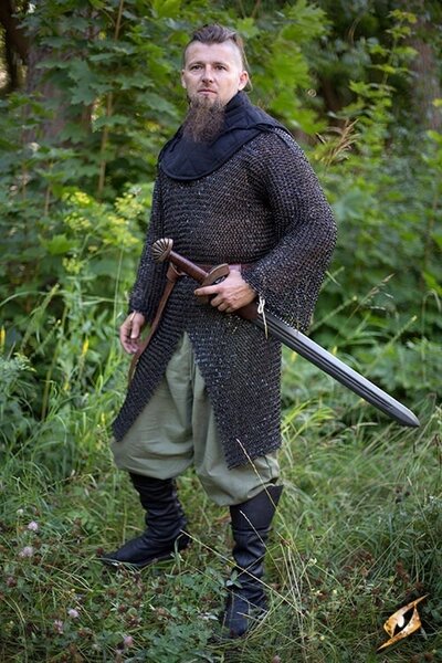 Hauberk with split, round rings, round rivets 9 mm