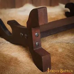 Wooden table stand for sword and axe