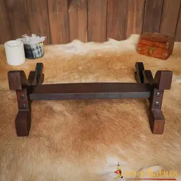 Wooden table stand for sword and axe