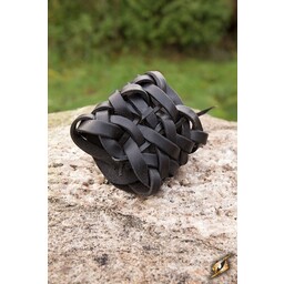 Woven leather bracelet, black