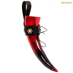 Devilish drinking horn with luxurious drinking horn holder
