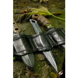 Holder for LARP throwing knives black, incl. 3 knives