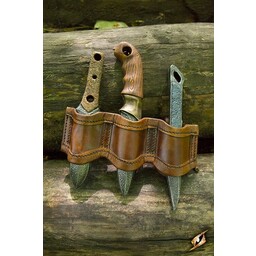 Holder for LARP throwing knives brown, incl. 3 knives