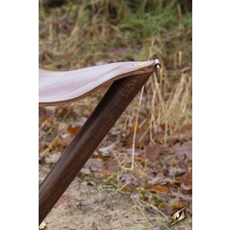 Wood-leather folding stool