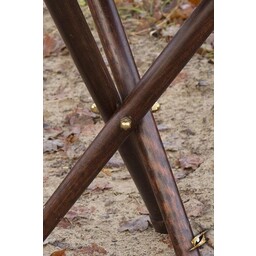 Wood-leather folding stool